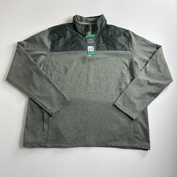Eddie‎ Bauer Men’s Mixed Media 1/4 Zip Pullover Dark Loden Heather XL Green - Picture 1 of 7